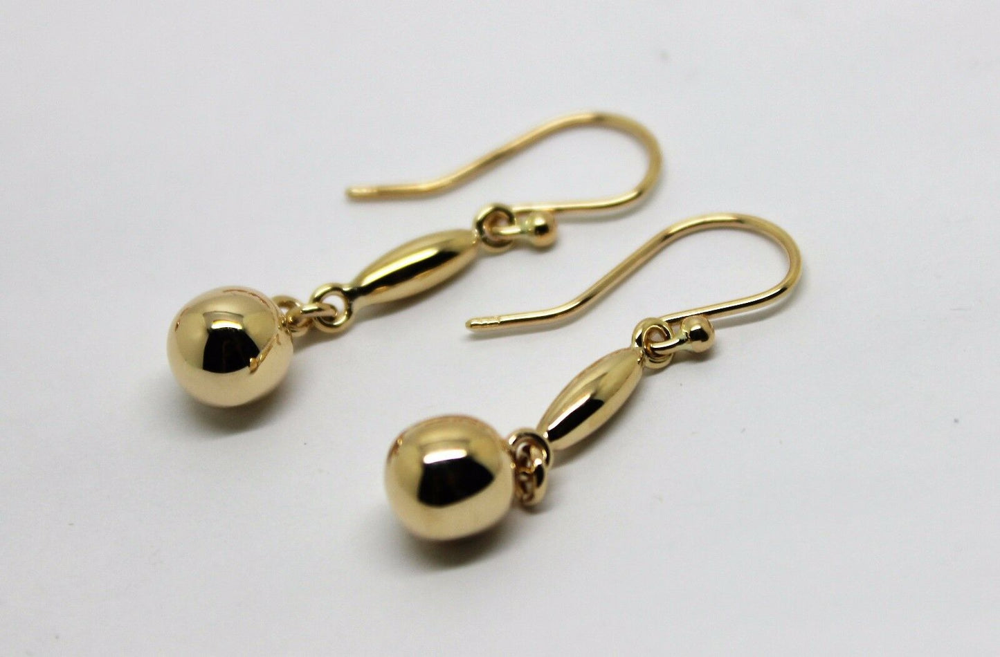 Kaedesigns, 9ct 9kt Yellow Or White Or Rose Gold 8mm Ball Long Drop Earrings