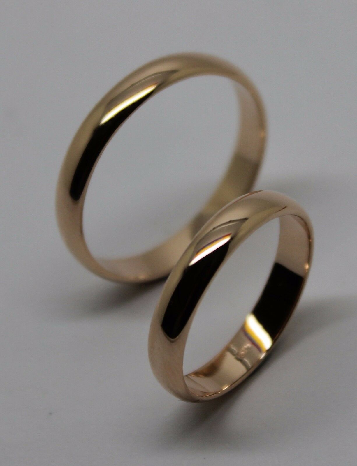 Genuine Custom Made His & Hers Solid 4mm 9ct 9K Rose Gold Wedding Bands Couple Rings