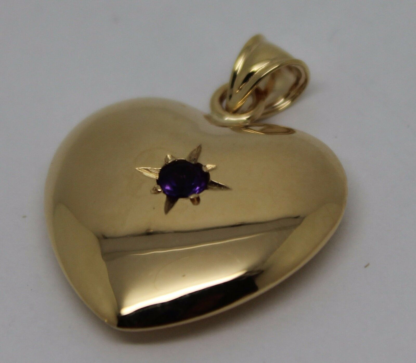 Kaedesigns Genuine New 9ct Medium Bubble Yellow Gold Amethyst Heart Pendant