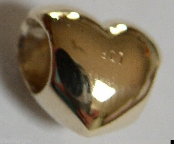 Kaedesigns, Genuine 9ct Yellow Or Rose Or White Gold Or Silver Heart Bead Charm