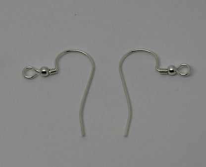 Genuine 925 Sterling Silver Bead & Coil Hooks For Earrings