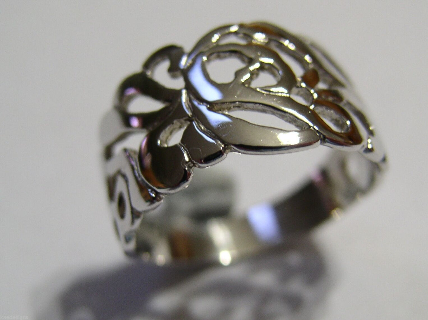 Kaedesigns, New Sterling Silver 925 Wide Flower Filigree Ring 278