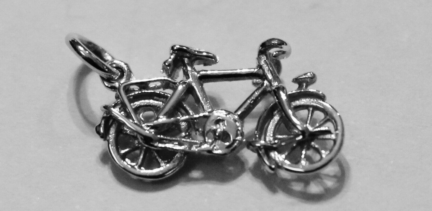 Genuine 9ct Yellow or Rose or White Gold or Sterling Silver Push Bike Pendant