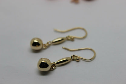 Kaedesigns, 9ct 9kt Yellow Or White Or Rose Gold 8mm Ball Long Drop Earrings