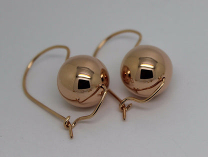 Kaedesigns, 9ct Yellow Or White Or Rose Gold 375 16mm Full Ball Hook Earrings