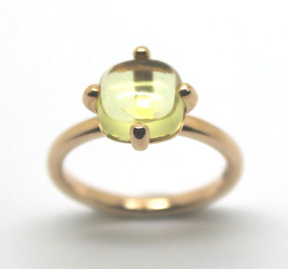 Genuine 9ct Yellow, Rose or White Gold Cabochon Lemon Quartz Stackable Stacker Ring