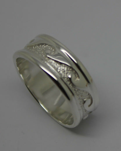 Kaedesigns New Solid Genuine Sterling Silver 925 Surf Wave Ring Size X