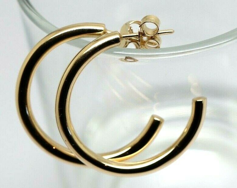 Genuine 9ct Yellow, Rose or White 29mm Hoop Stud Earrings