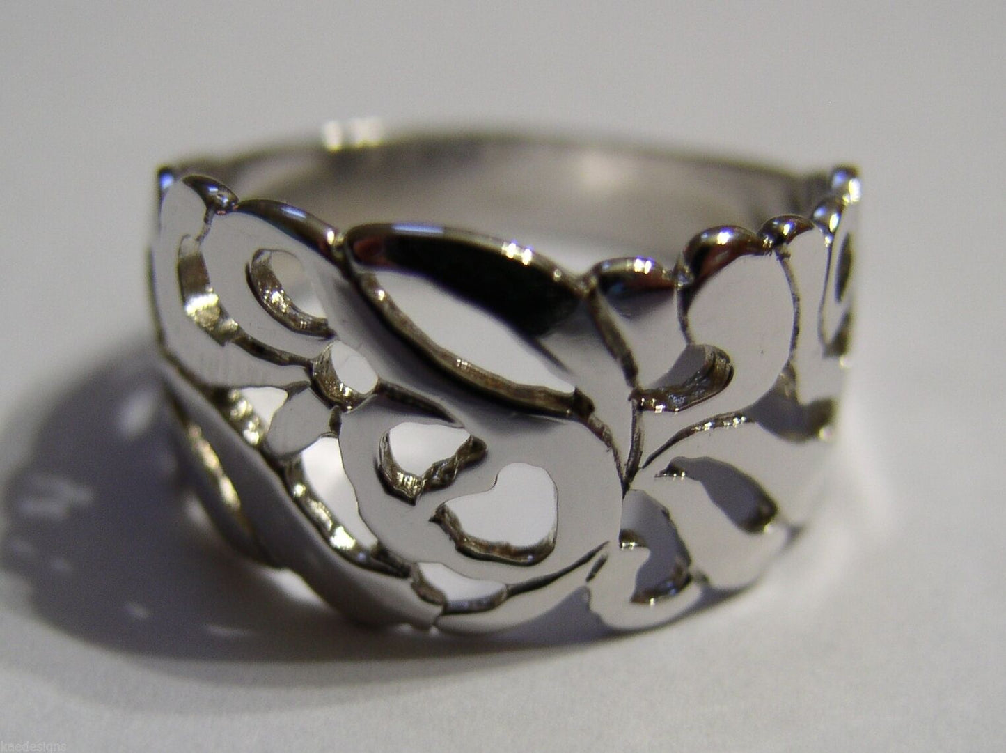 Kaedesigns, New Sterling Silver 925 Wide Flower Filigree Ring 278