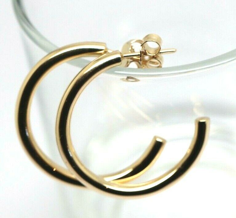 Genuine 9ct Yellow, Rose or White 29mm Hoop Stud Earrings