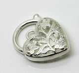 Large Sterling Silver 925 Filigree Heart Padlock Pendant 18mm