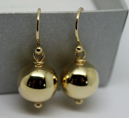 Kaedesigns 9ct Yellow Or White Or Rose Gold 12mm Hook Euro Ball Drop Earrings