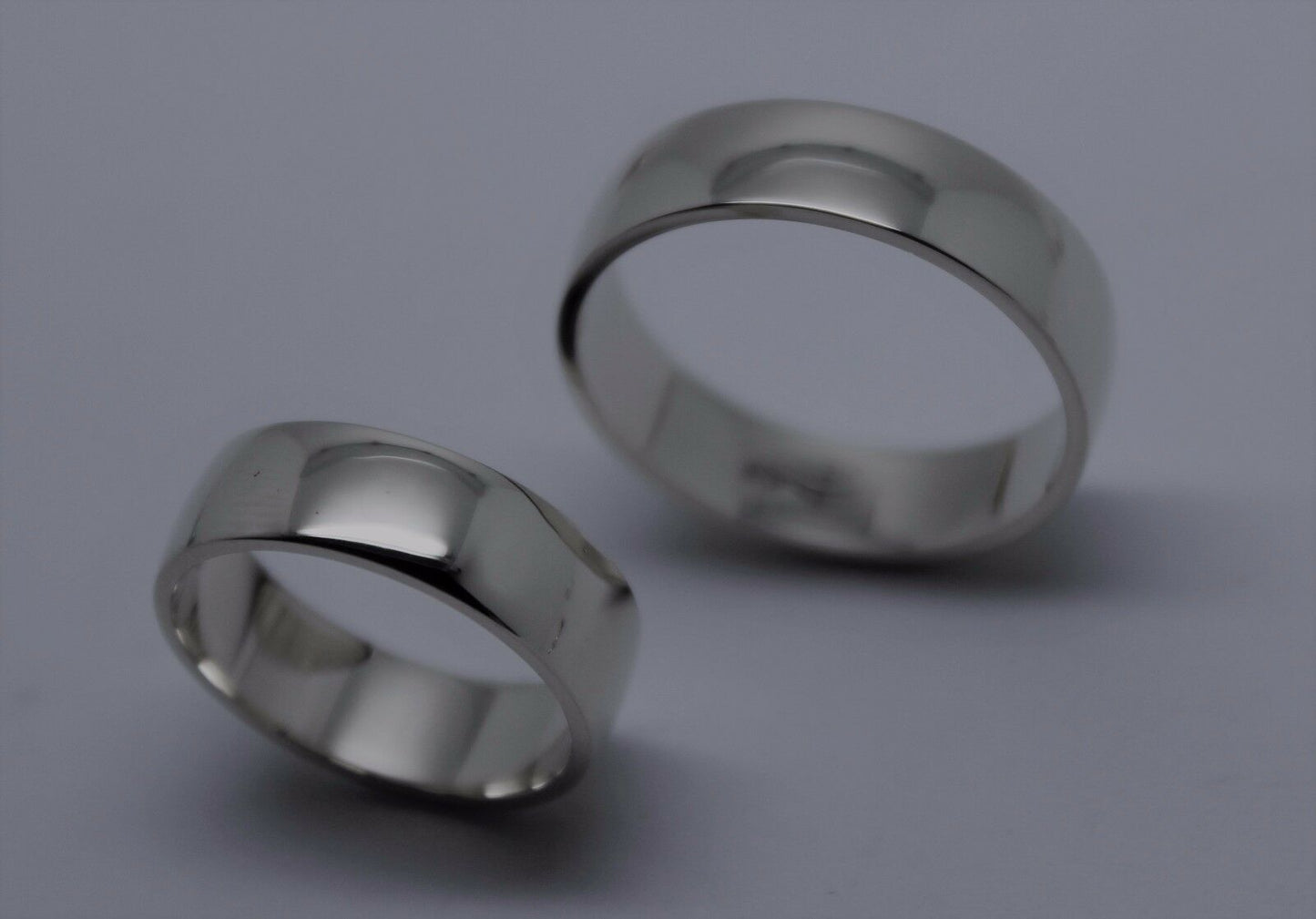 His & Hers Genuine 2 X Full Solid 9ct White Gold 6Mm Wide Wedding Couple Bands Rings