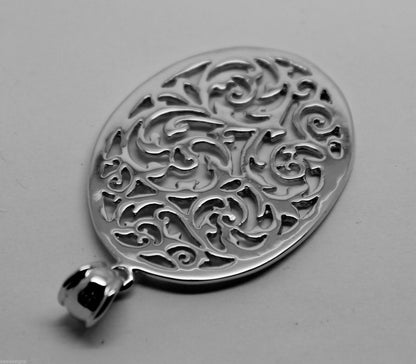 Kaedesigns Genuine Heavy Solid Sterling Silver 925 Large Oval Filigree Pendant