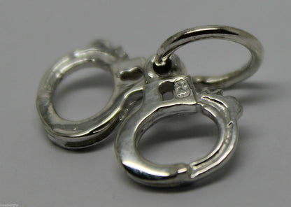 Sterling Silver 925 Hand Cuffs Handcuffs Charm Or Pendant