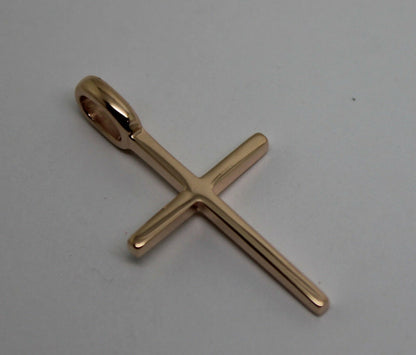 Genuine Solid New 9ct 9K Yellow, Rose or White Gold Thin Plain Cross Pendant