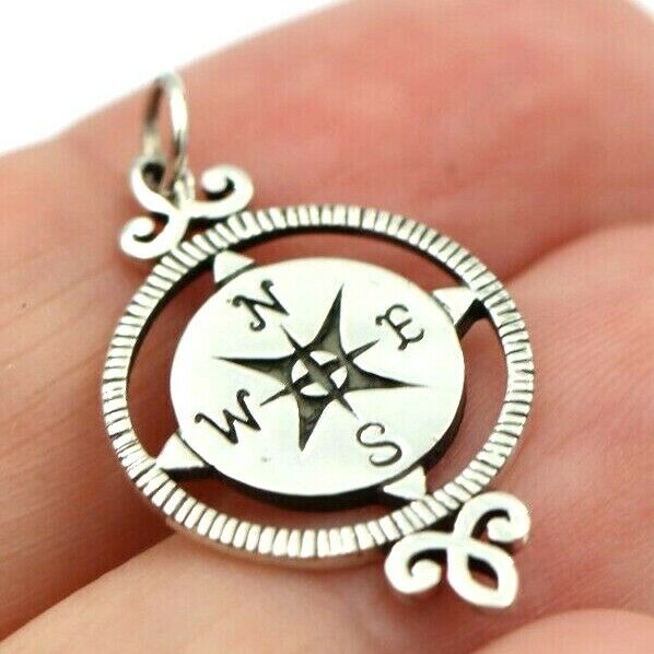 Kaedesigns New Sterling Silver Solid Compass Pendant / Charm