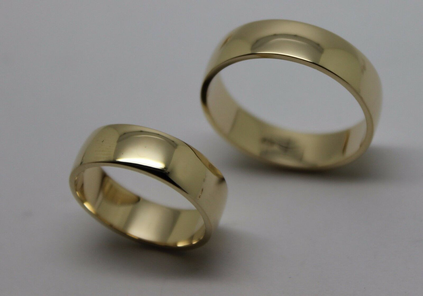 His & Hers Genuine 2 X Full Solid 9Ct Yellow Gold 6mm Wide Wedding Couple Bands Rings