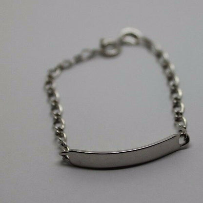 Children 9ct Solid White Gold ID Identification Bracelet