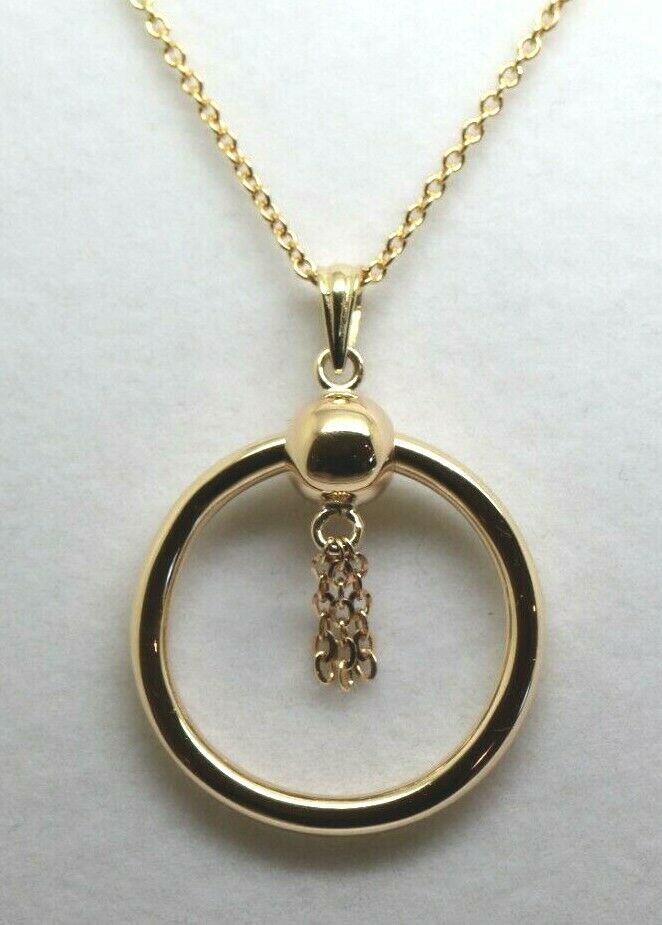 Genuine 9ct Yellow, Rose or White Gold 6mm Spinning Ball and Hoop Fancy Pendant