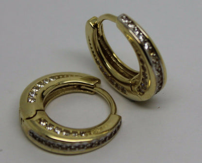 Kaedesigns,Genuine New 9ct Yellow Gold Hoop Cz Earrings