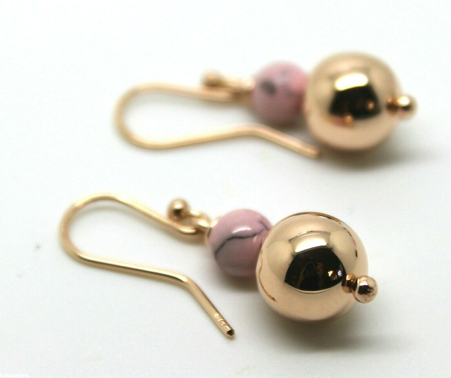 Genuine 9ct Rose Gold 10mm Ball + 6mm Round Pink Ball Earrings