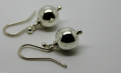 Genuine Sterling Silver 10mm Wide Ball Hook Earrings