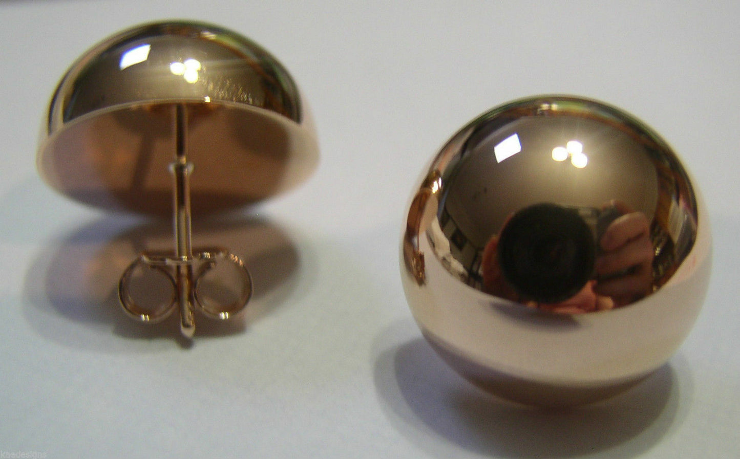 Kaedesigns New 9ct 9K Plain Yellow, Rose or White Gold 12mm Stud Half Ball Earrings