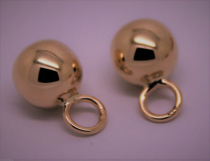 Kaedesigns New Genuine 9ct Yellow, Rose or White Gold 10mm Ball Plain Balls For Charm Earrings