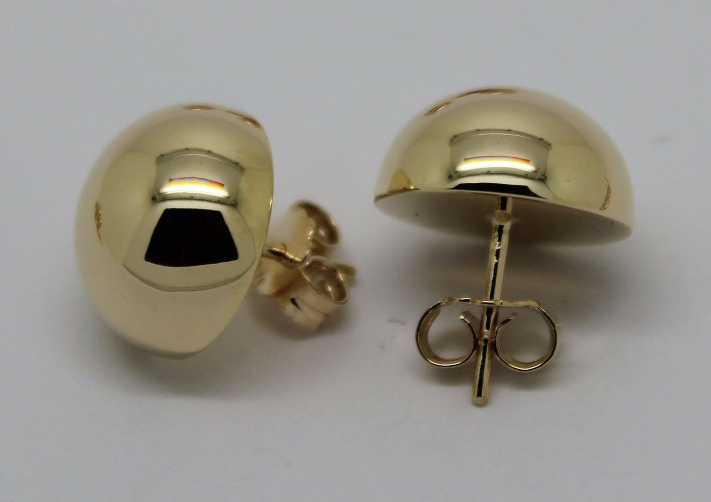 Genuine 9ct 9k Yellow Or White Or Rose Gold 375 14mm Half Ball Hook Earrings