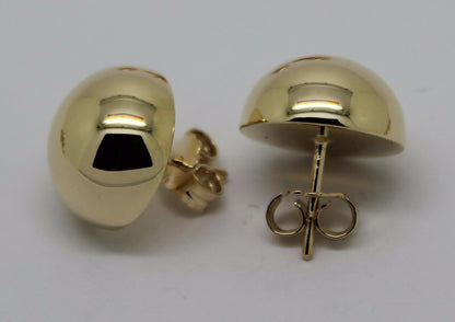 Genuine 9ct 9k Yellow Or White Or Rose Gold 375 14mm Half Ball Hook Earrings