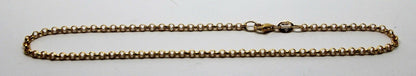 Genuine 9ct 9k Solid Yellow or Rose Gold 25cm Round Belcher Anklet