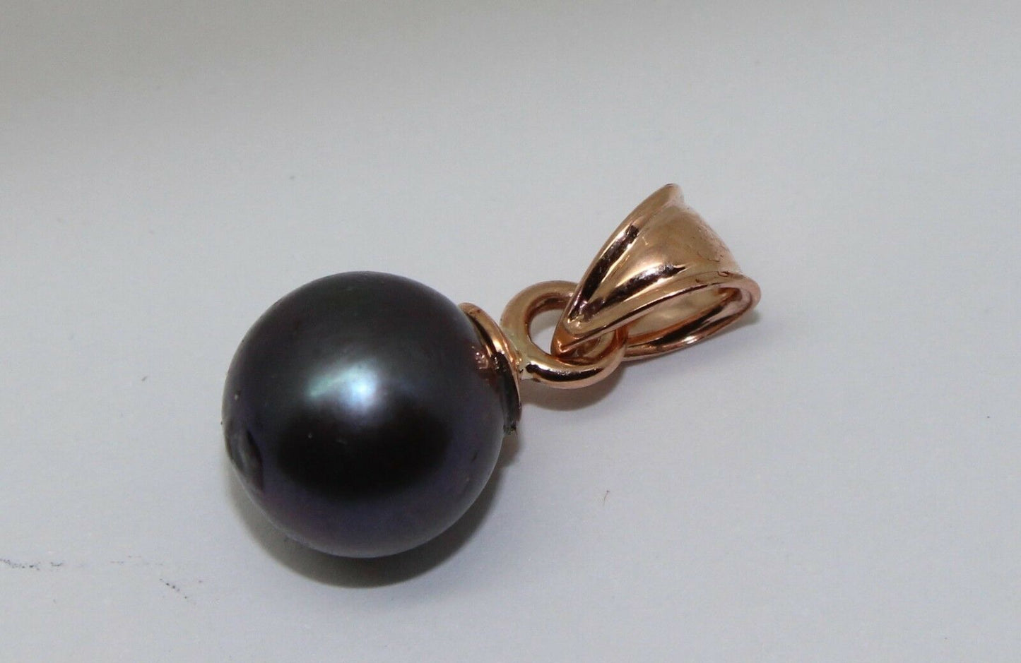 Genuine 9ct Solid Yellow, Rose or White Gold 10mm Freshwater Black Ball Pearl Pendant