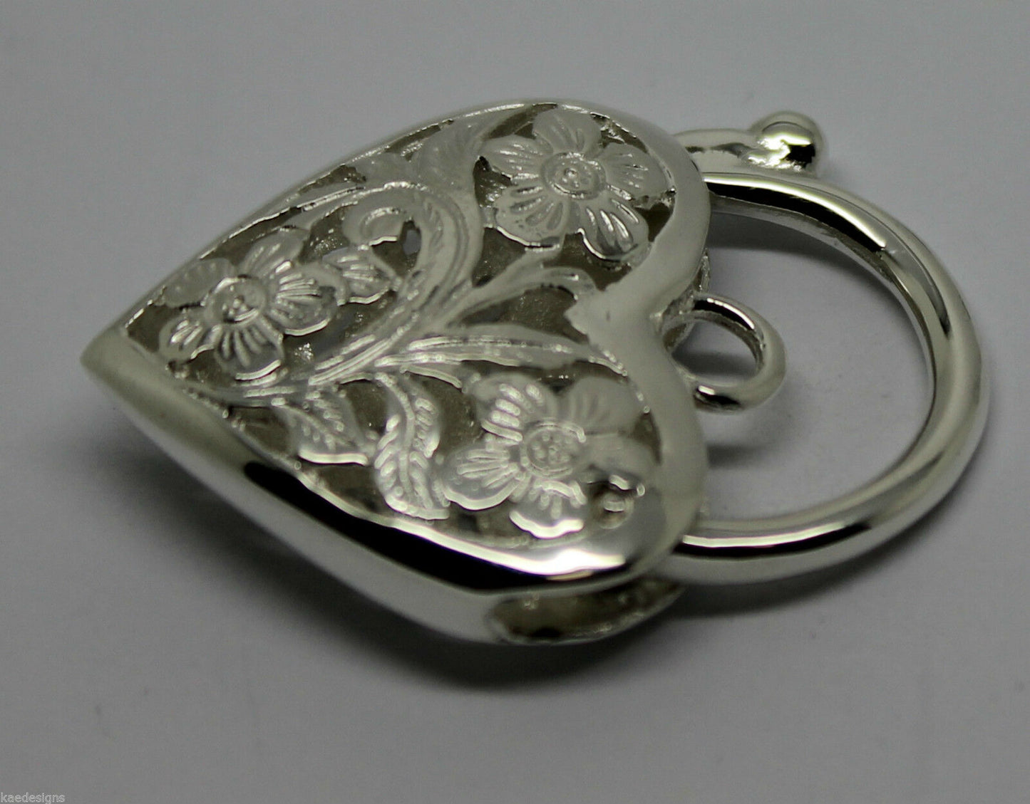 Kaedesigns New Sterling Silver Largest Heavy Large Heart Locket Padlock Filigree