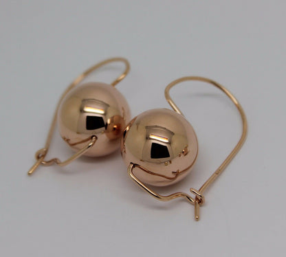 Kaedesigns, 9ct Yellow Or White Or Rose Gold 375 16mm Full Ball Hook Earrings