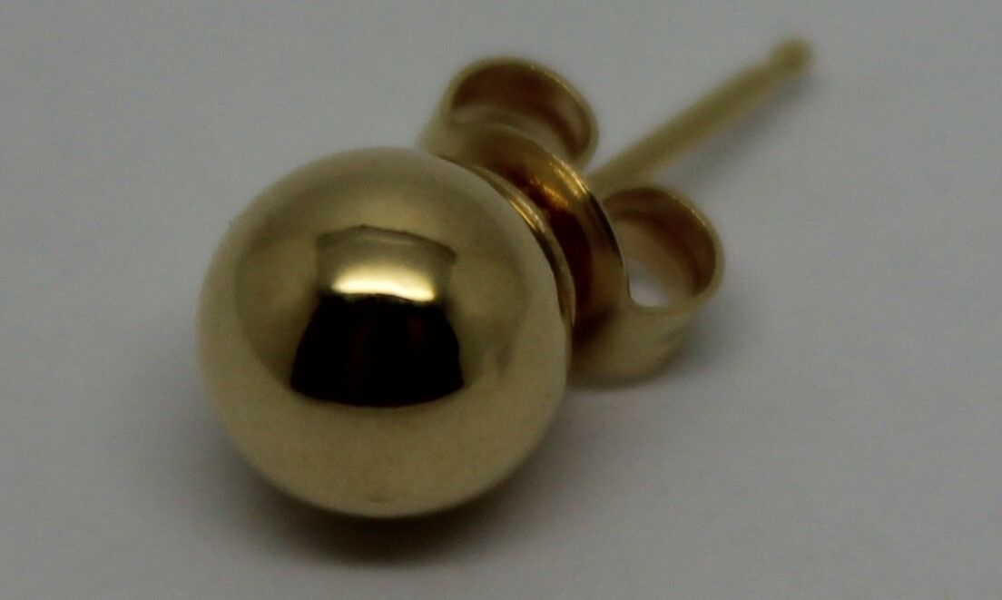 Genuine 18ct Yellow Gold One Only 6mm Stud Ball Earring