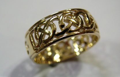 Genuine 9ct 9k Solid Yellow, Rose Or White Gold Large Celtic Ring In Your Size 223