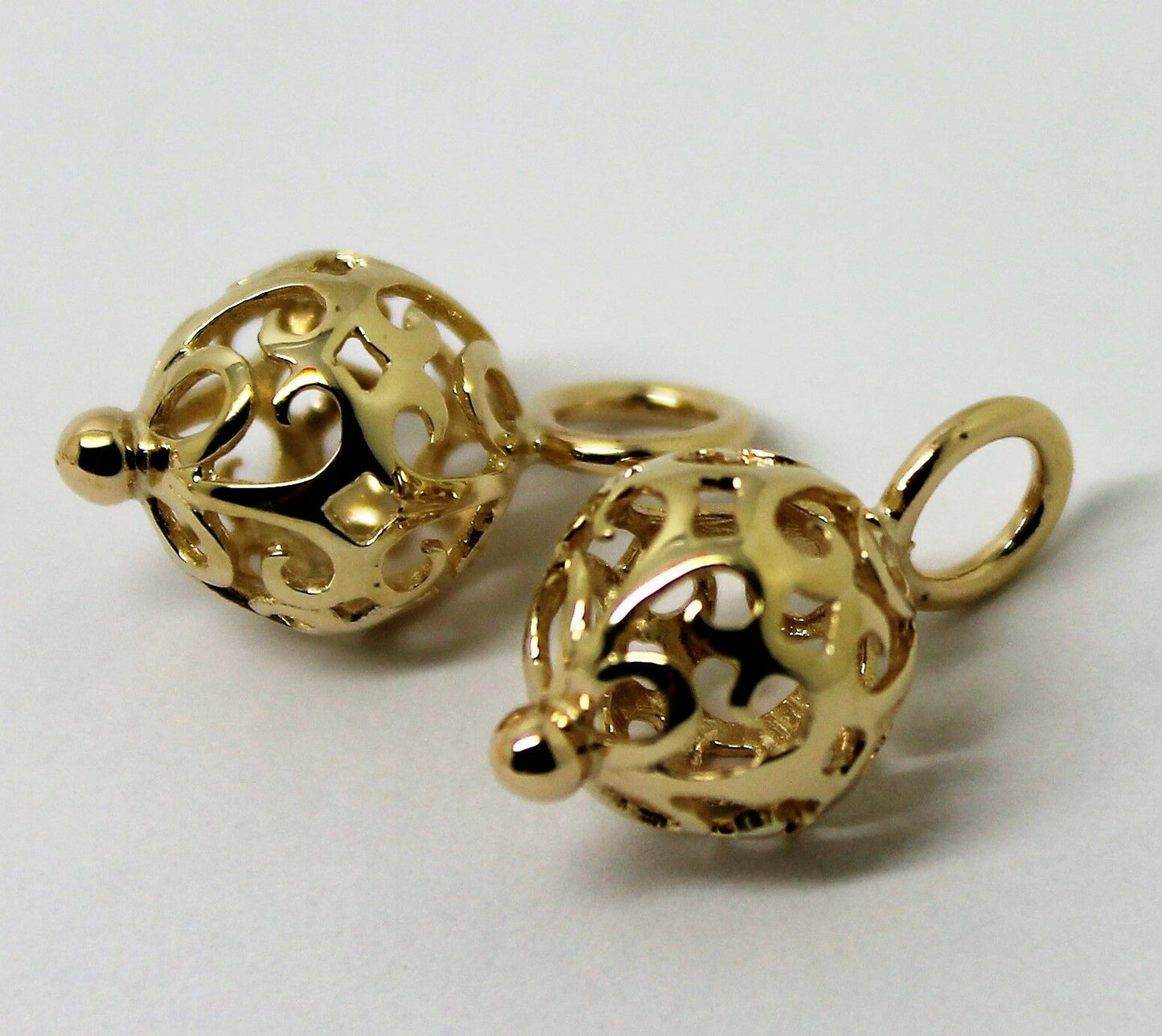 Genuine 9k 9ct Yellow, Rose or White Gold 10mm Filigree Flower Balls Charm Earrings