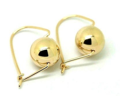 Genuine 9ct Yellow, Rose or White Gold 10mm Euro Ball Plain Drop Large Earrings 1mm size hook