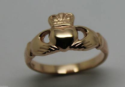 Genuine 9ct 375 Solid Yellow, Rose or White Gold Claddagh Celtic Friendship Ring In Your