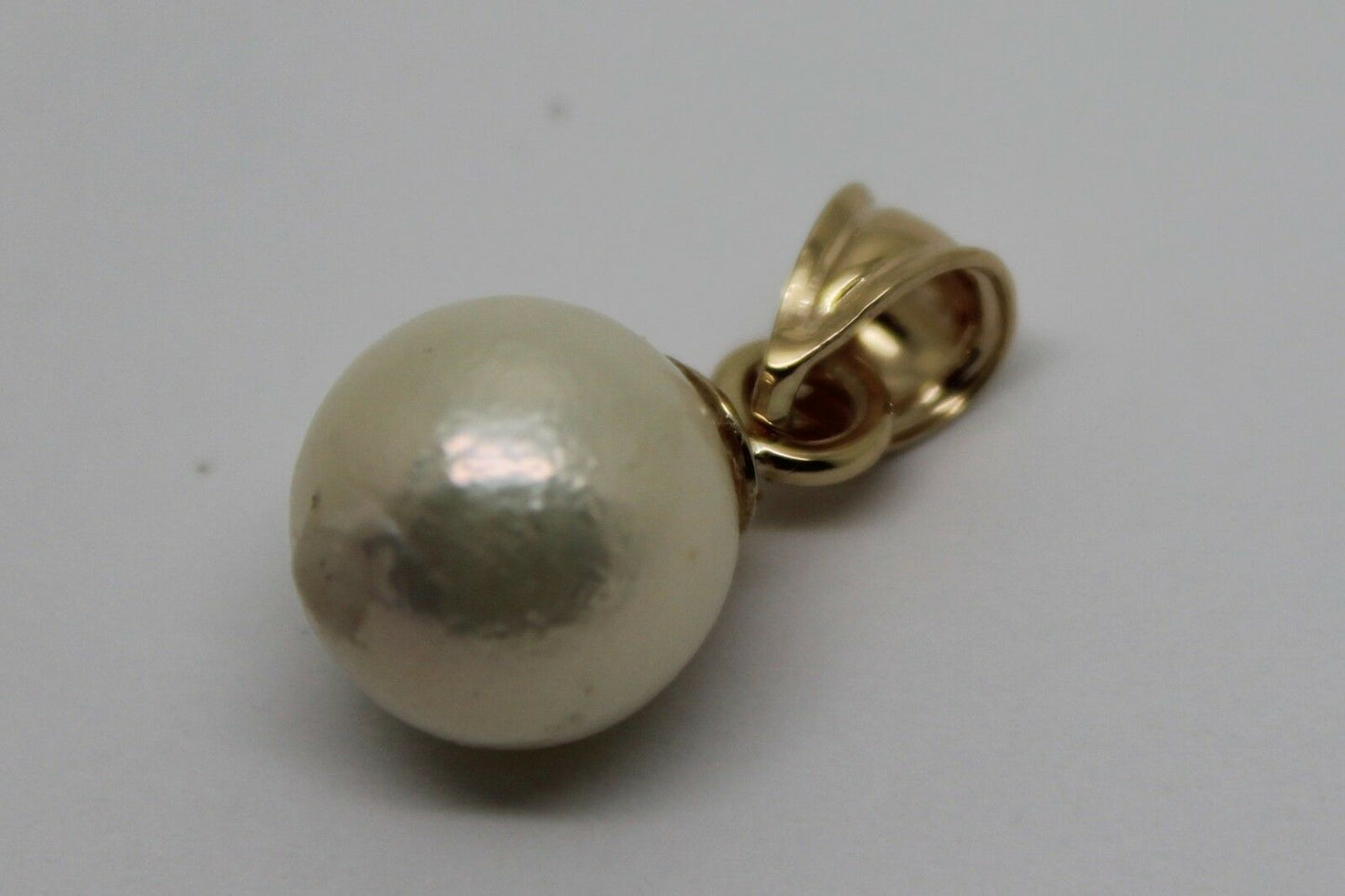 Genuine New 9ct Solid Yellow, Rose or Gold 12mm White Pearl Ball Pendant