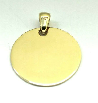 Solid 9ct 9kt Yellow, Rose or White Gold 375 Large Round Shield Pendant - Engraving included