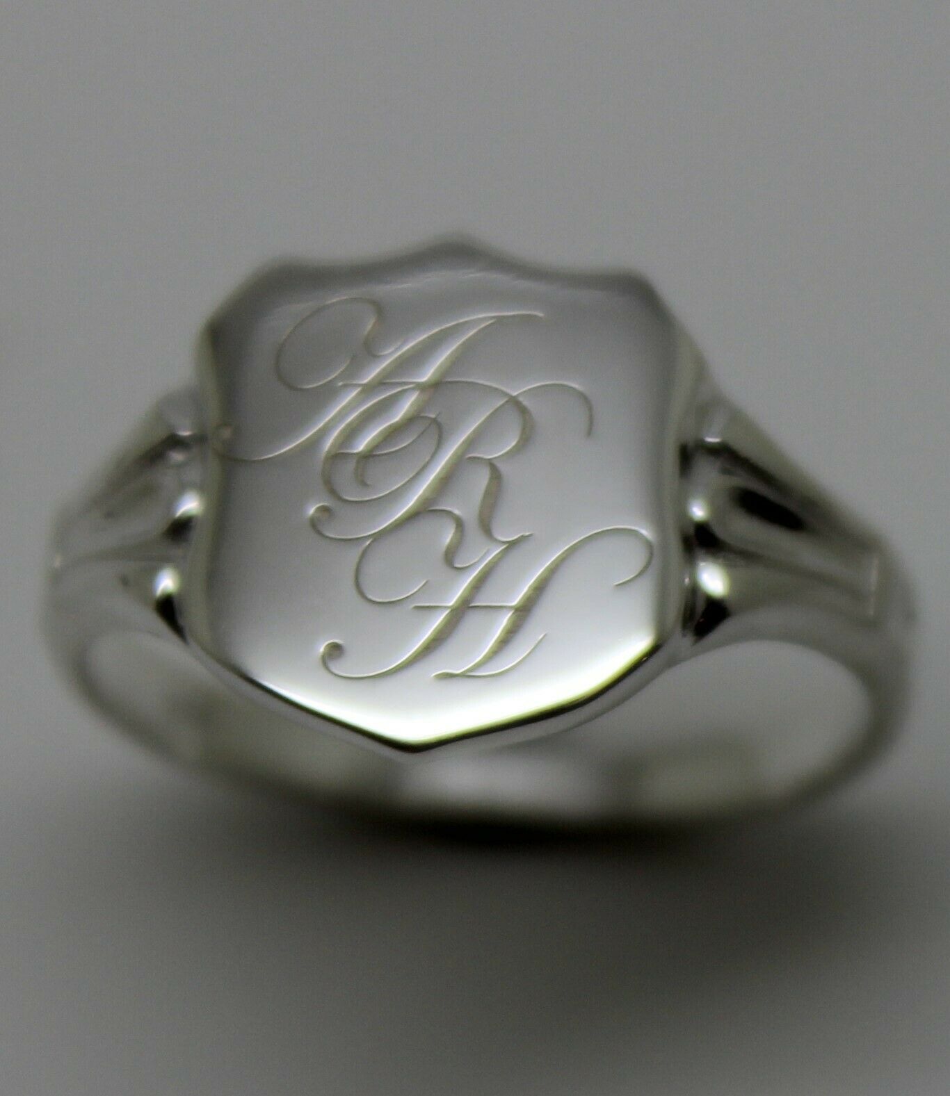 Sterling Silver Large Signet Ring Size 7 Plus Engraving Of Three Initials