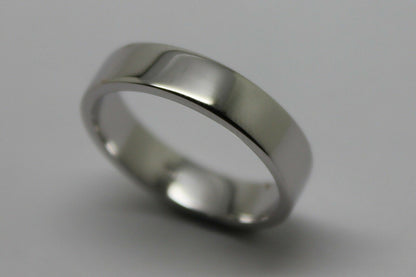 Size L 18ct Hallmarked 750 White Gold Full Solid 4mm Flat Wedding Band