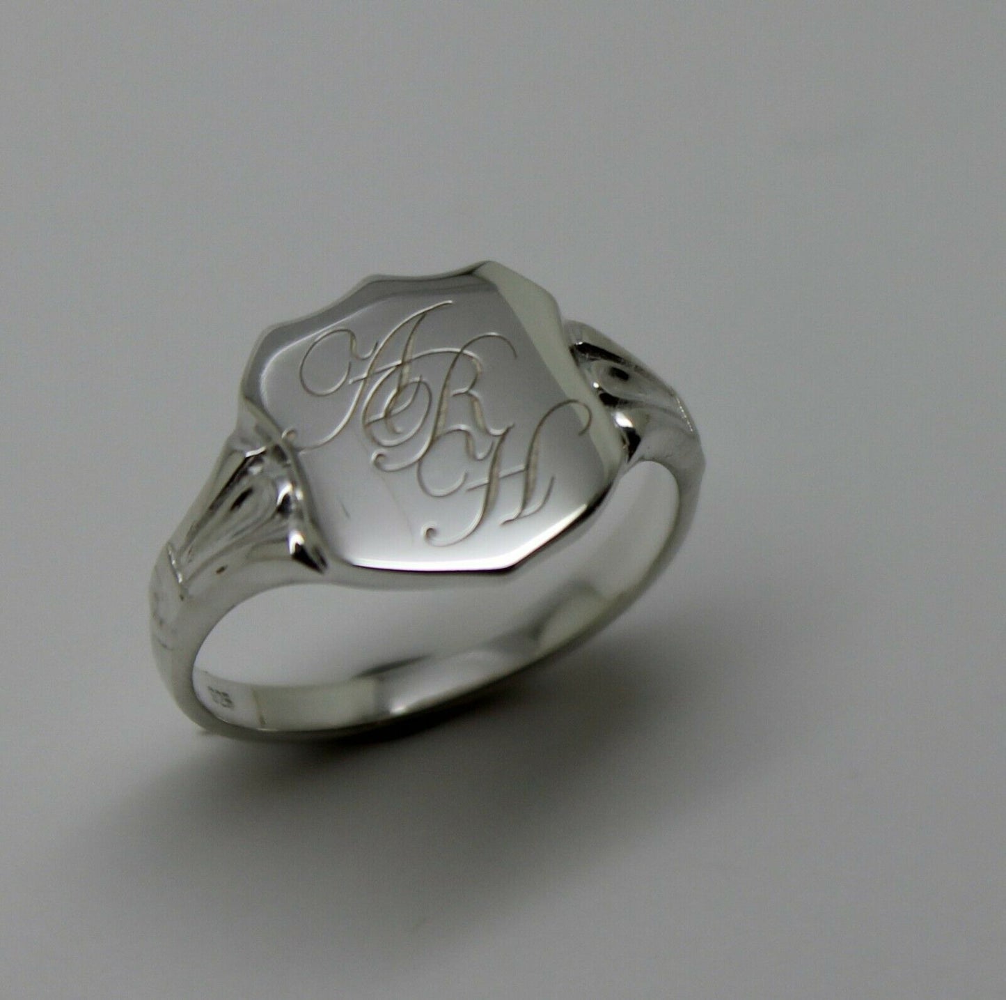 Sterling Silver Large Signet Ring Size 7 Plus Engraving Of Three Initials