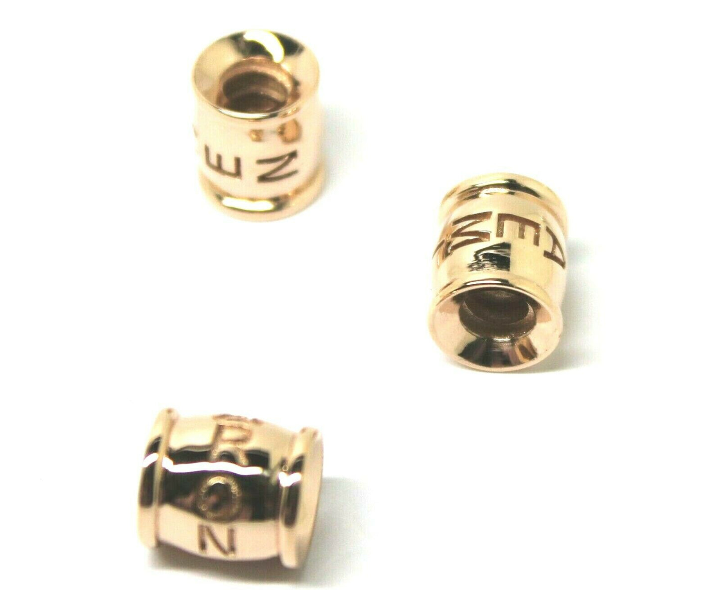 9ct Yellow or Rose or White Gold or Sterling Silver Custom Made Barrel Bead With Your Name