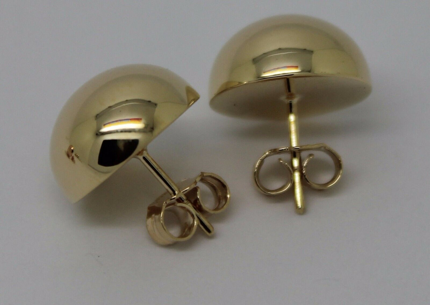 Genuine 9ct 9k Yellow Or White Or Rose Gold 375 14mm Half Ball Hook Earrings