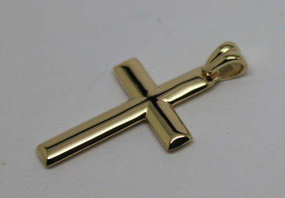 Genuine New Genuine 9ct 9kt Yellow, Rose or White Gold Heavy Plain Cross Pendant 343