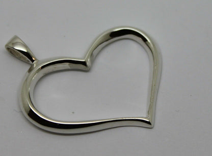 Genuine New Sterling Silver Large Modern Heart Pendant