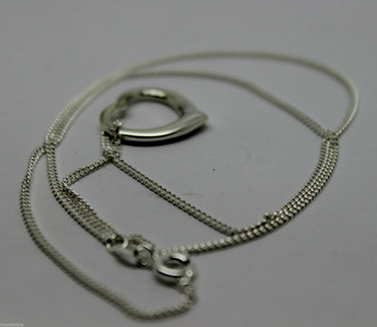 925 Sterling Silver Kerb Curb Link Chain Necklace 45cm & Heart Pendant